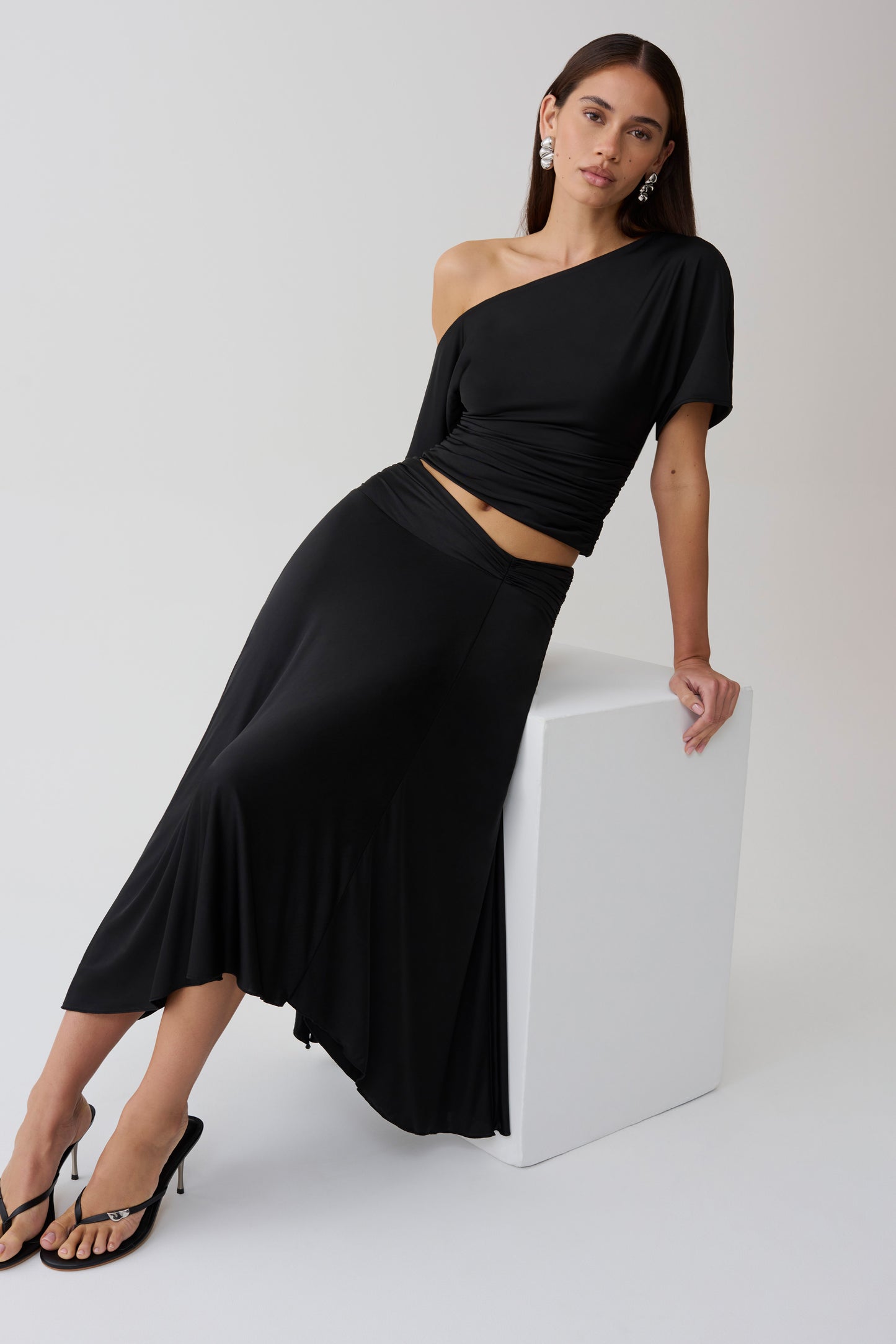 Luu Slinky Midi Skirt - Black