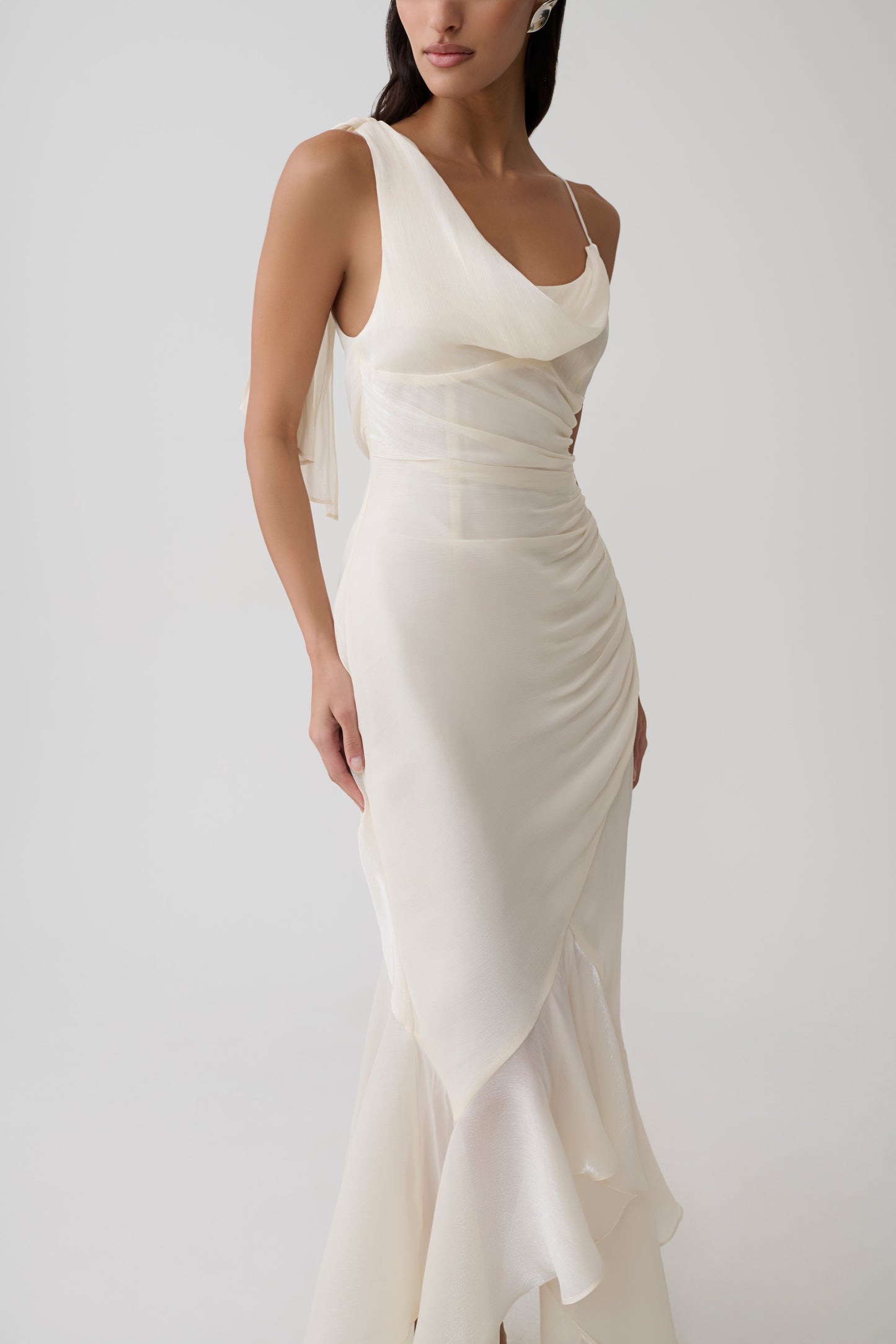 Edith Draped Maxi Dress - Ivory