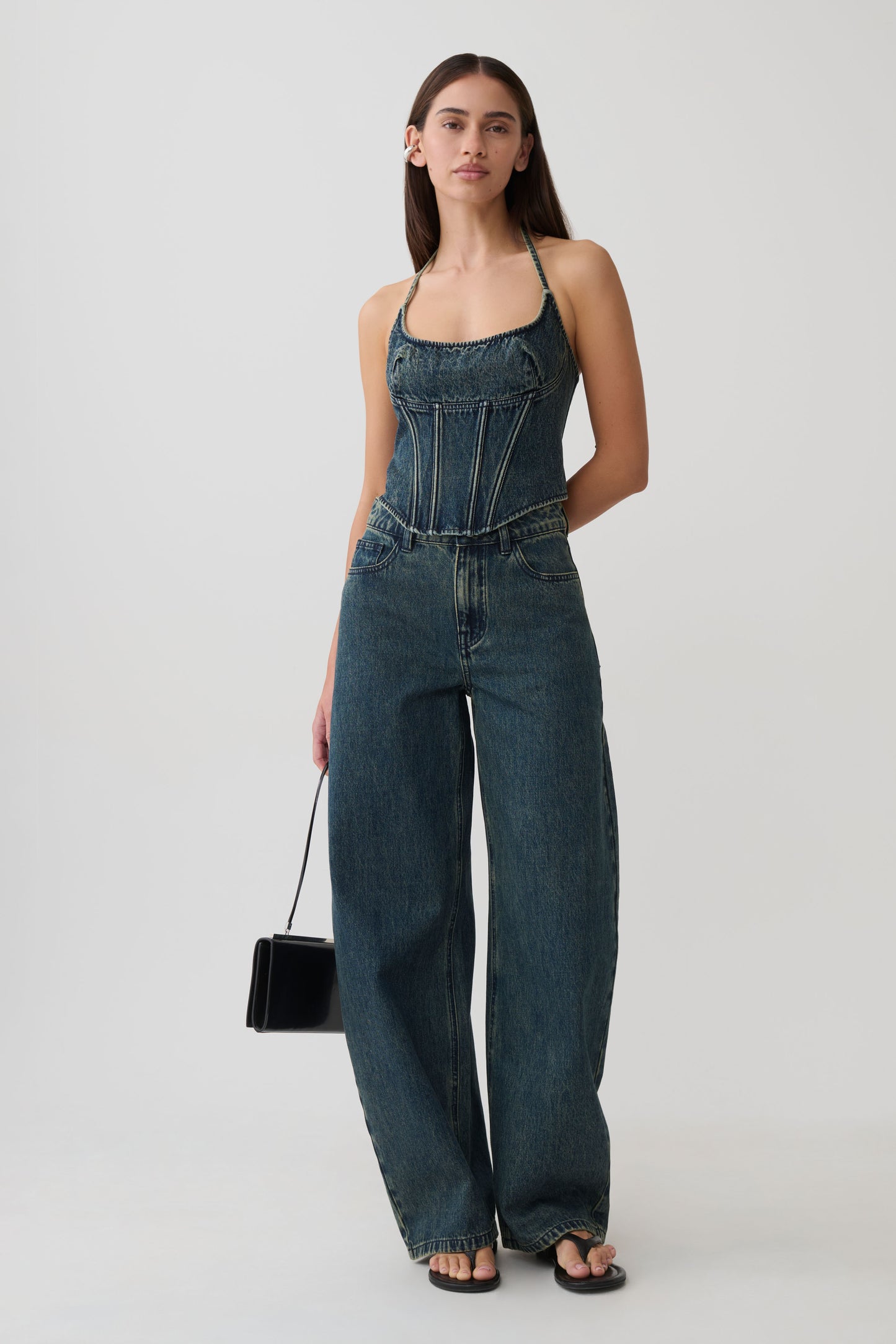 Stephanie Barrel Denim Jeans - Vintage Blue