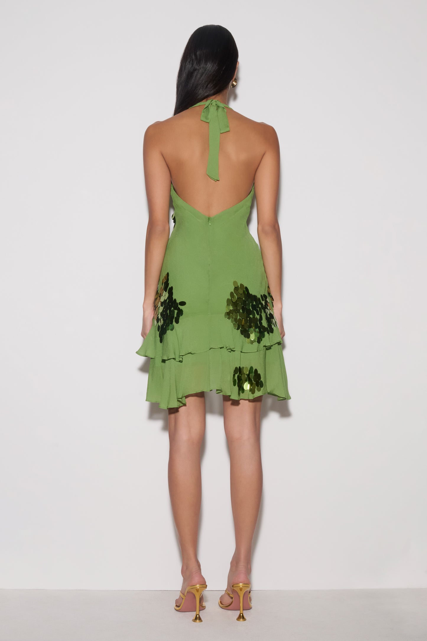 Aaliyah Sequin & Chiffon Mini Dress - Green
