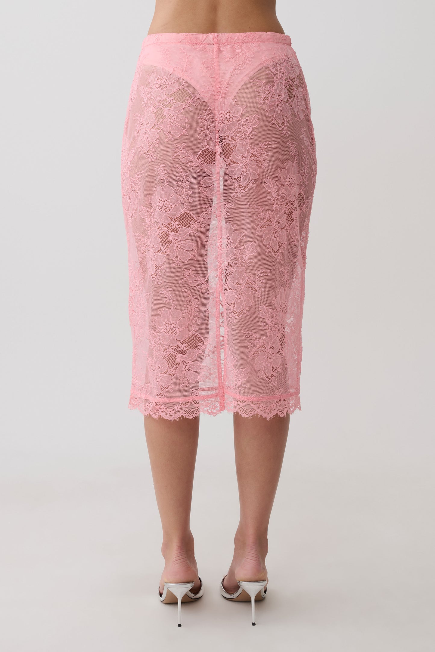 Marcelle Lace Midi Skirt - Pink