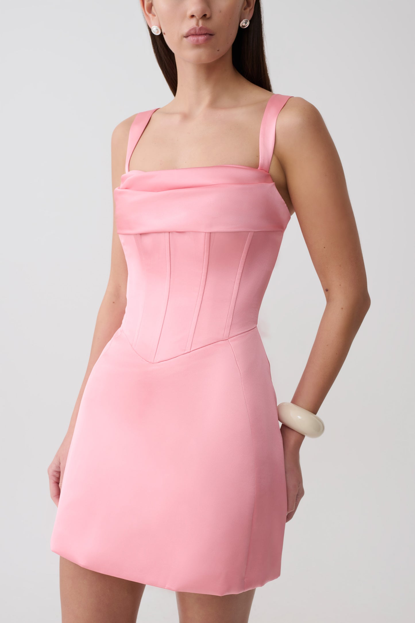 Isabel Satin Corset Mini Dress - Pink