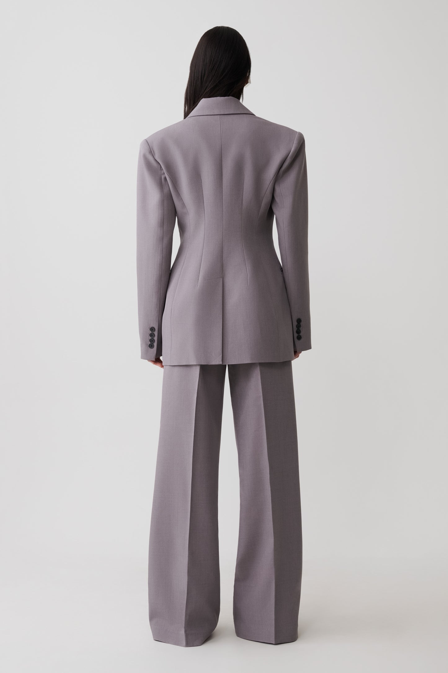 Phoebe Double Breasted Blazer - Light Grey Marle