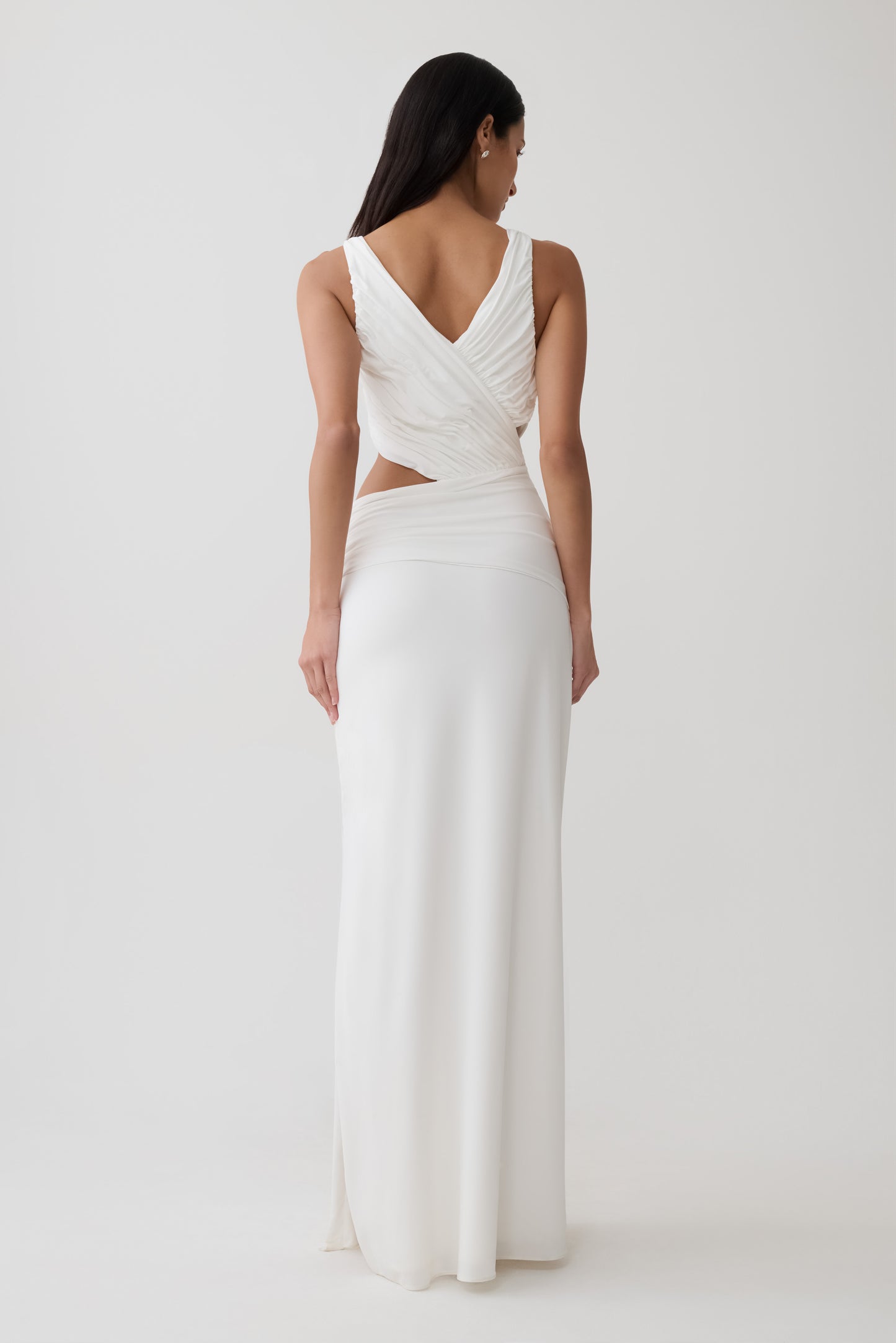 Klein Draped Jersey Gown With Hardware - White