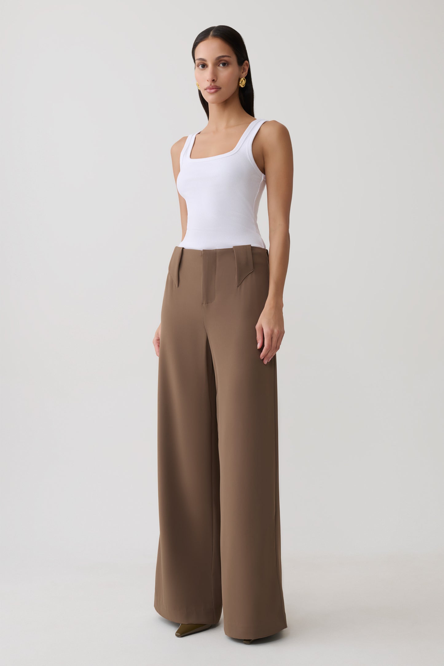 Arlo Wide Leg Suiting Trouser - Cacao Brown