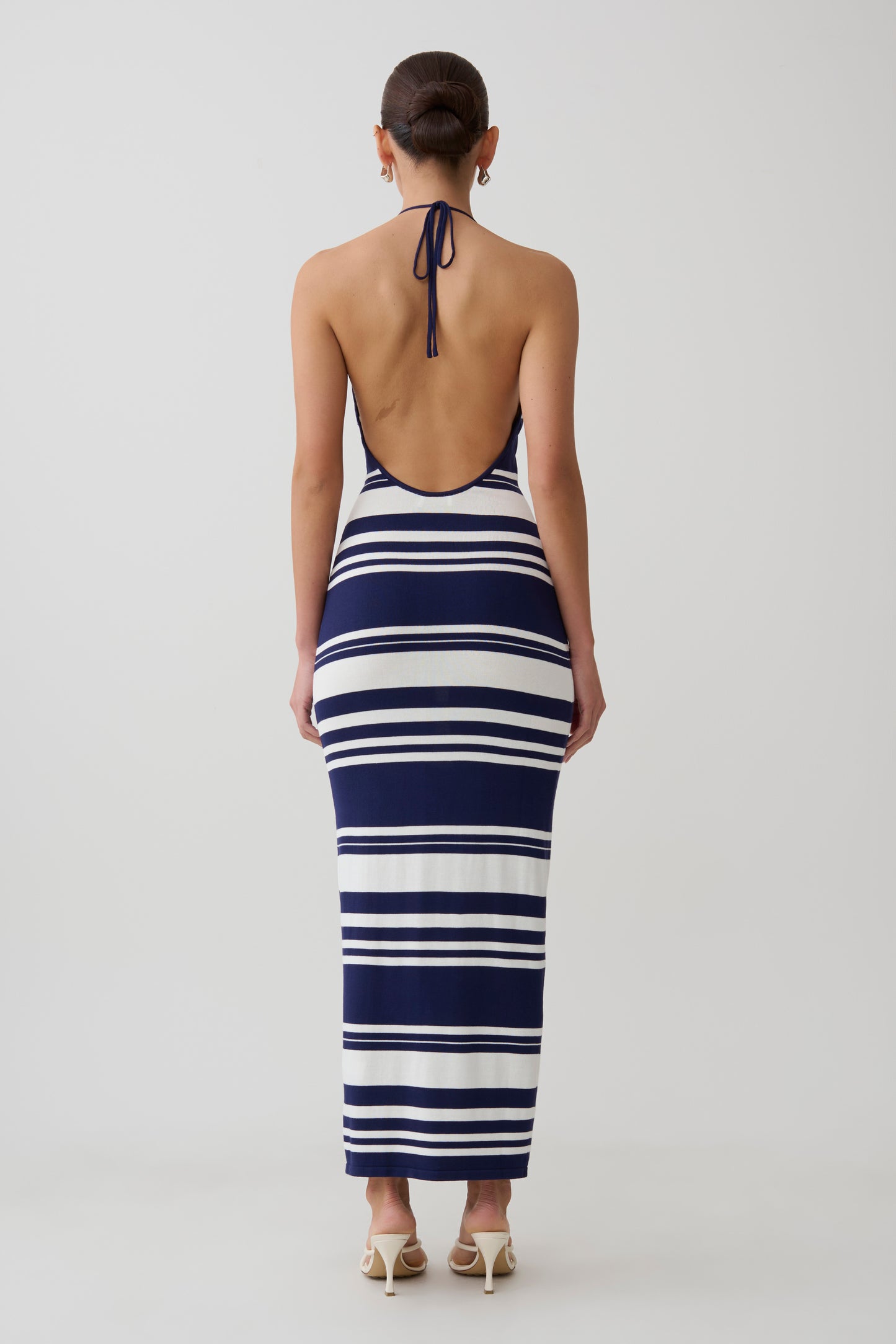 Brienne Stripe Midi Dress - Navy/Ivory