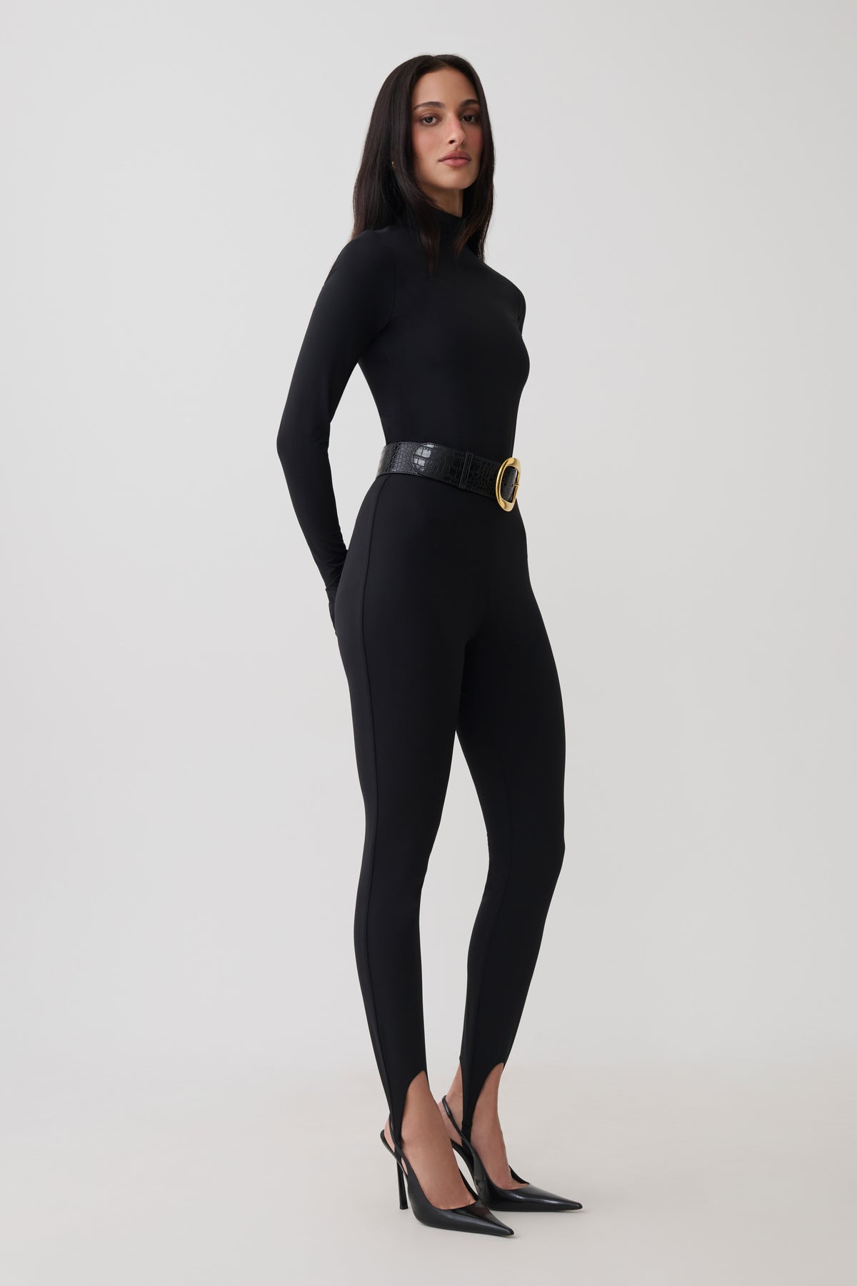 Almira Jersey Stirrup Leggings - Black
