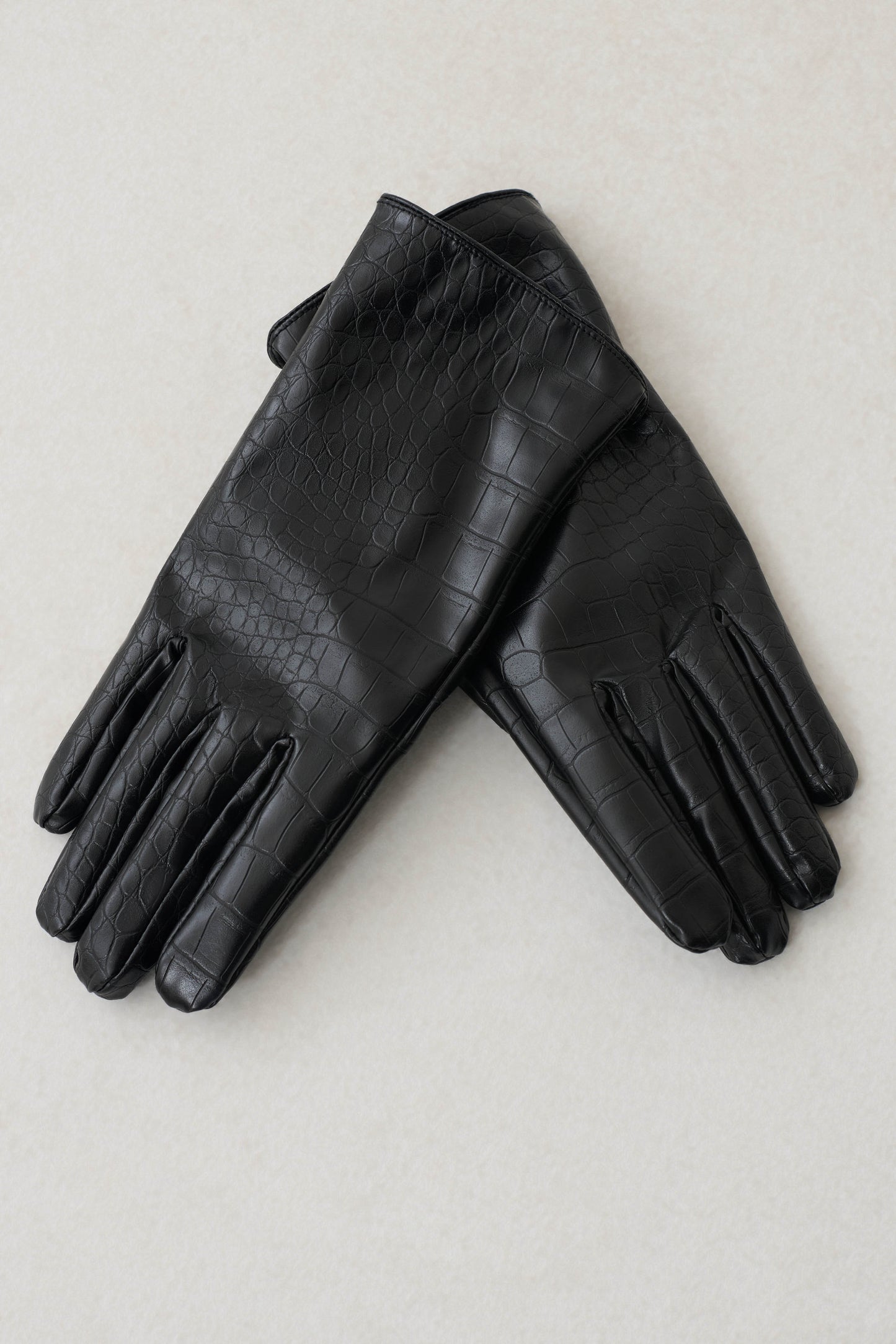 Atlas Faux Leather Crocodile Gloves - Black