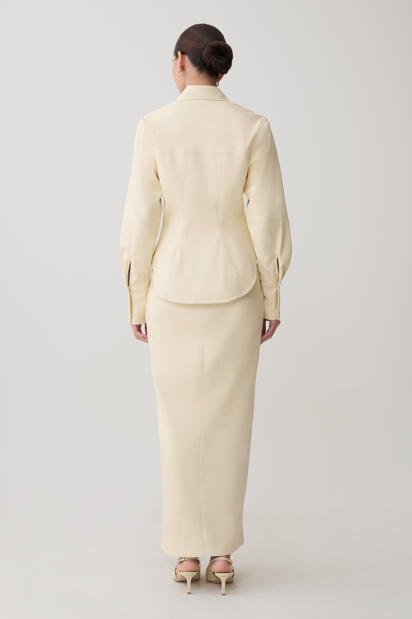 Winslet Faux Leather Shirt - Bone