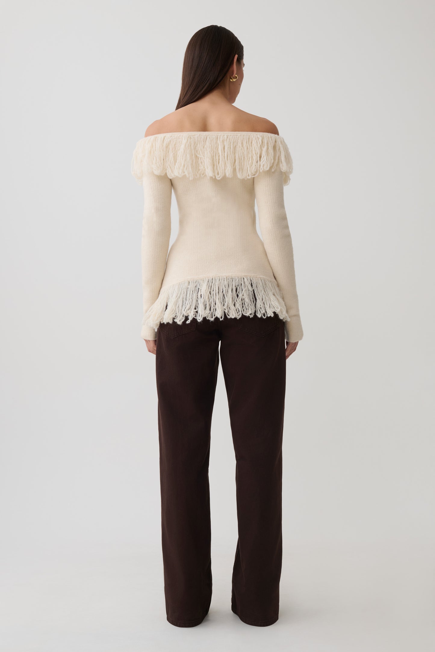 Sammie Fringe Knit Top - Cream