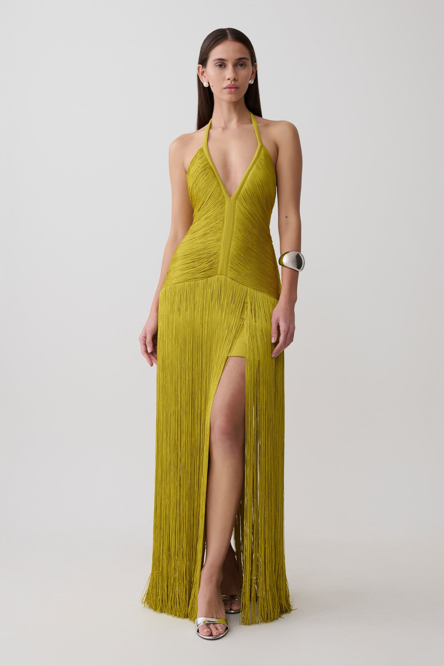Tiffany Fringe Maxi Dress - Chartreuse