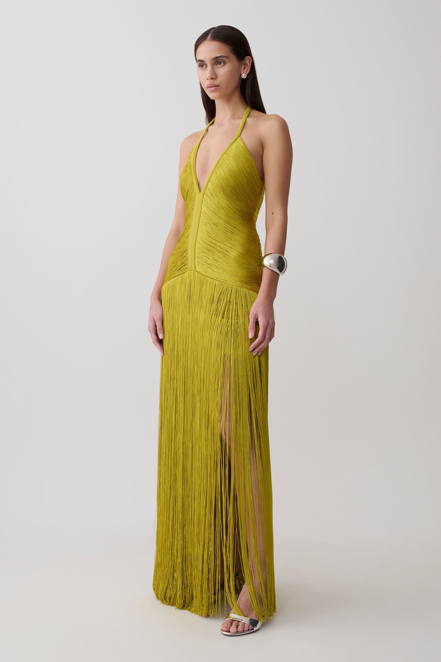 Tiffany Fringe Maxi Dress - Chartreuse