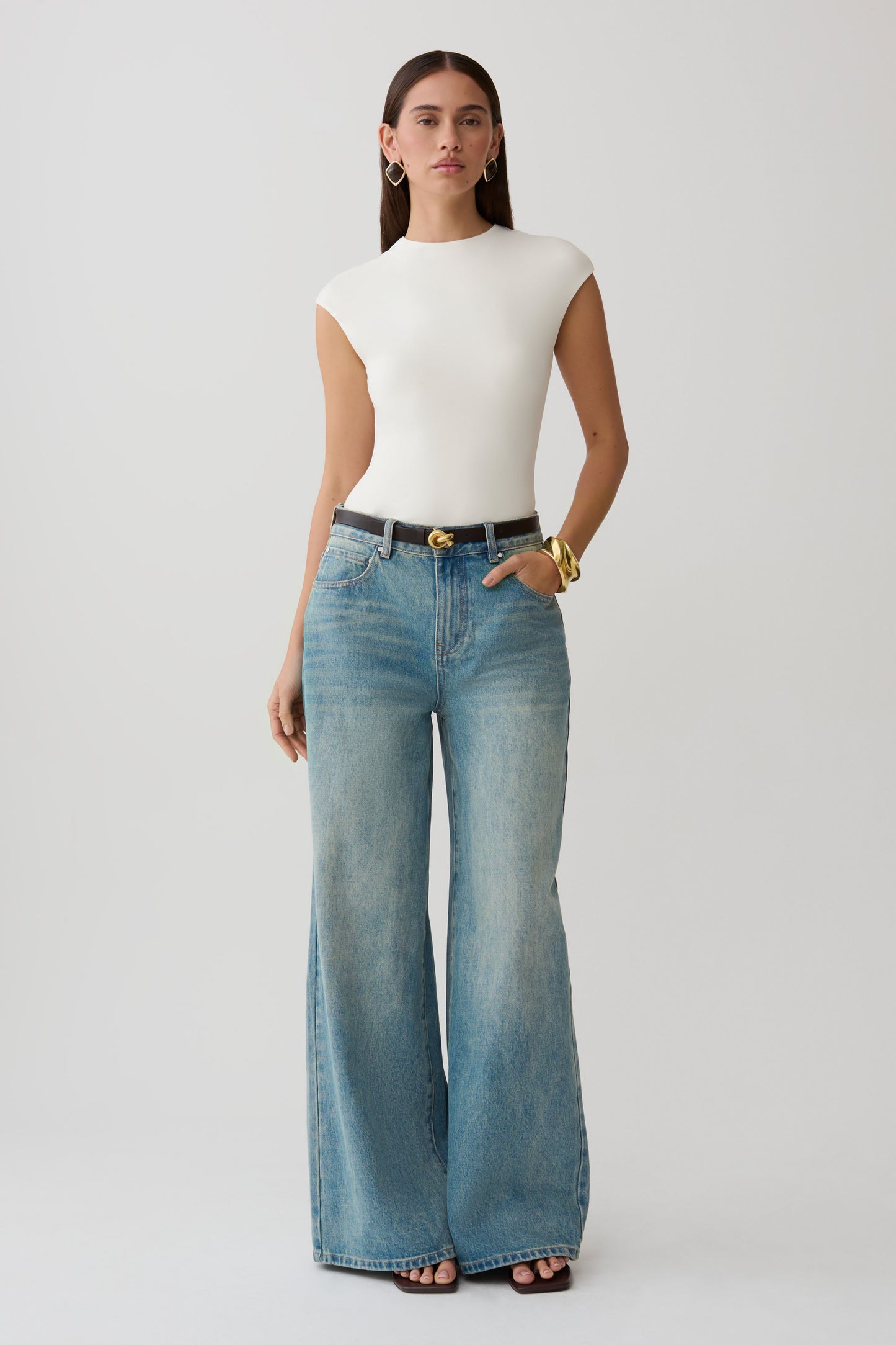 Chai Peached Jersey High Neck Top - Ivory