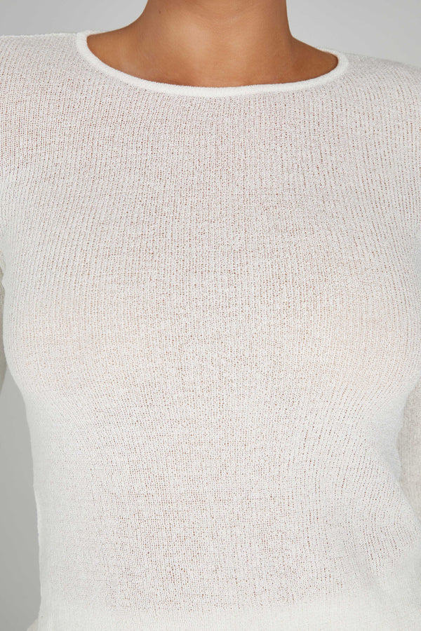 Maribelle Knit Long Sleeve Top - White