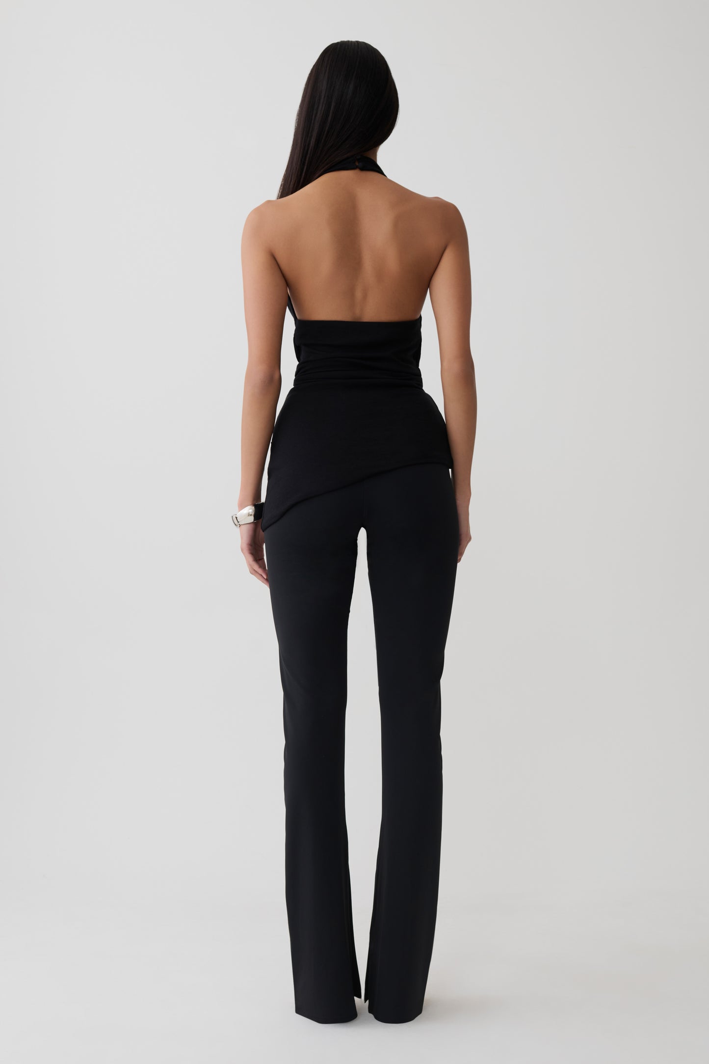 Dolorres Front Tie Halter Top - Black