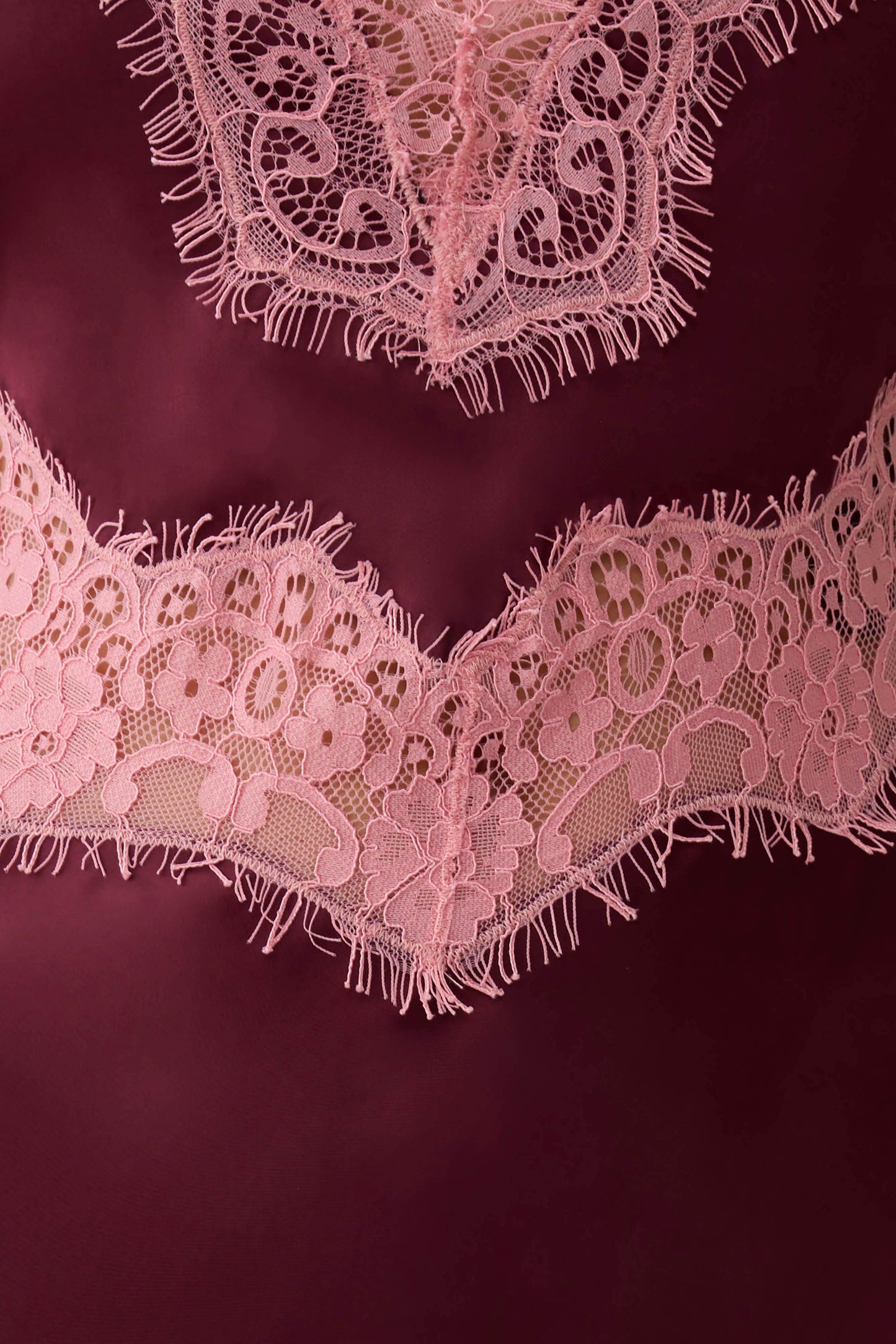 Louise Satin And Lace Maxi Dress - Burgundy