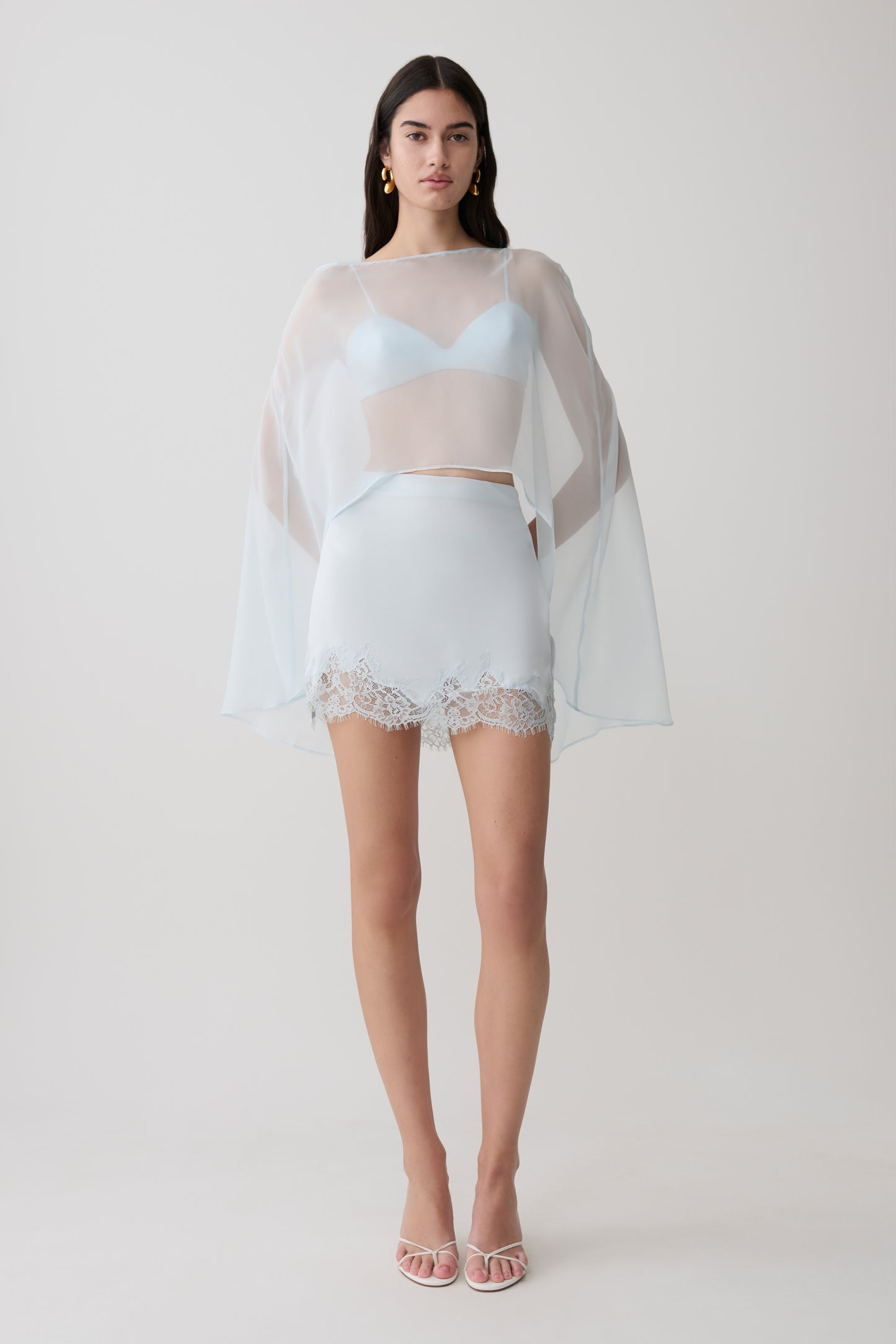Kirstine Bralette With Chiffon Cape - Ice Blue