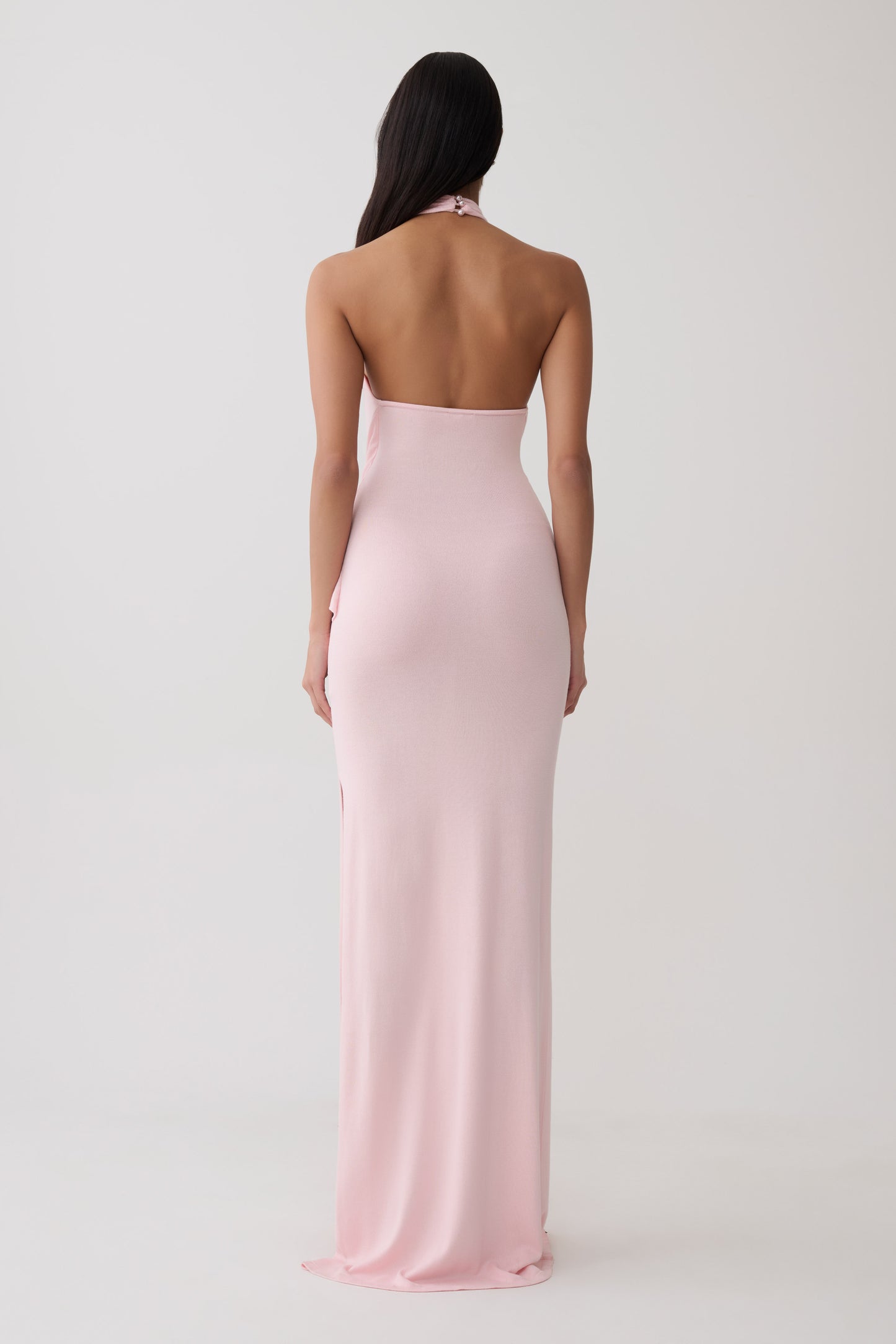 Cindylou Halter Knit Maxi Dress - Baby Pink
