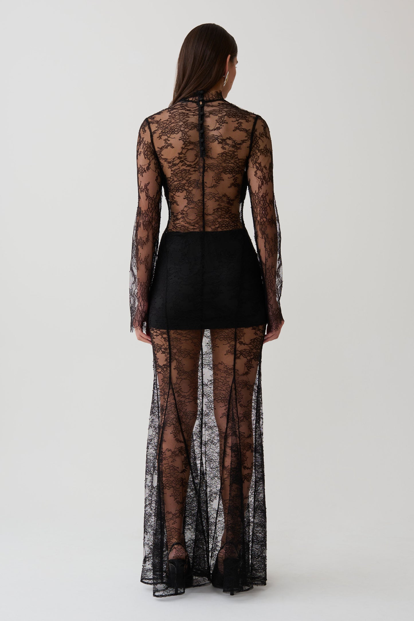 Alizette Long Sleeve Lace Maxi Dress - Black
