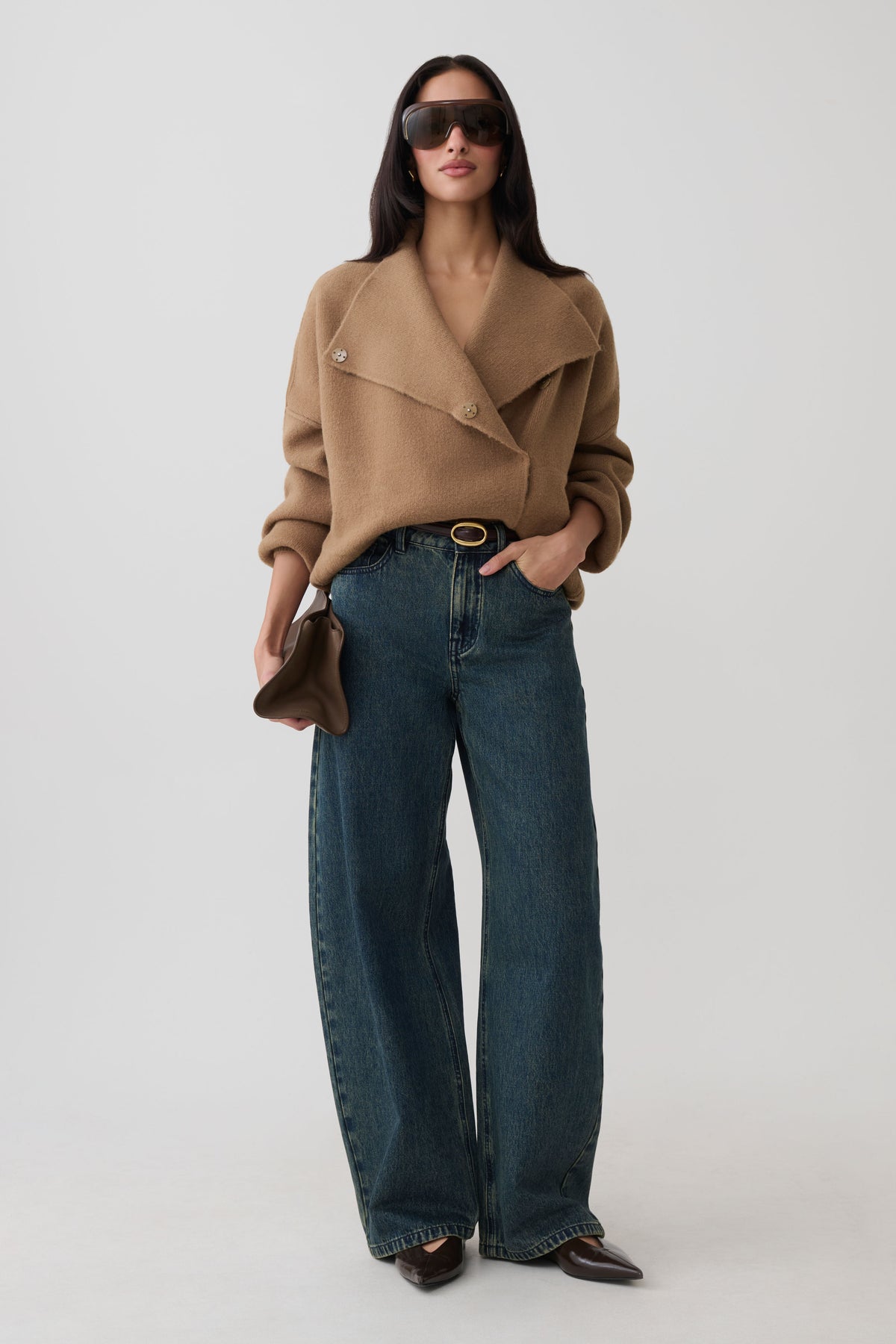 Brittany Blouson Knit Cardigan - Camel