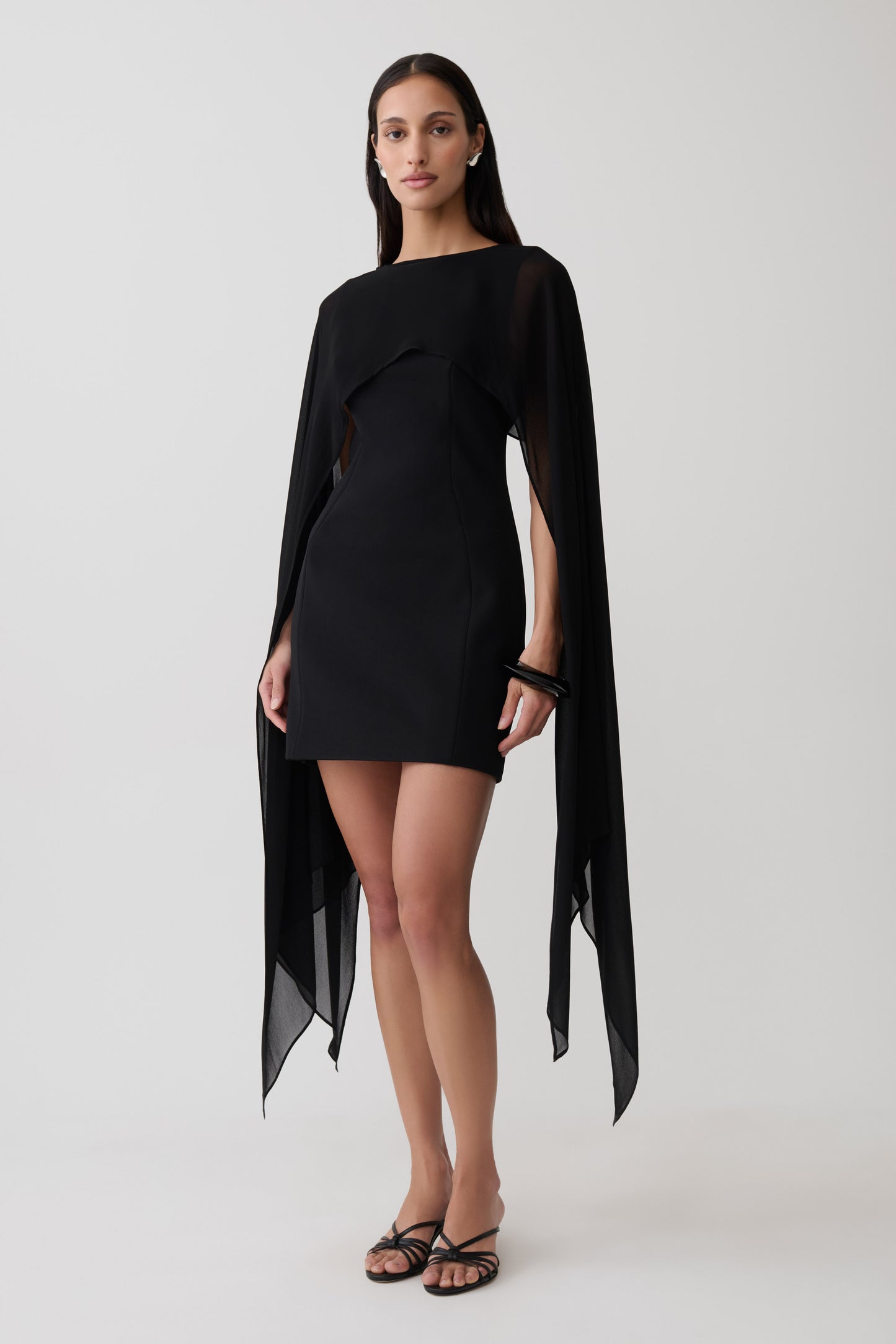 Triana Chiffon Overlay Mini Dress - Black
