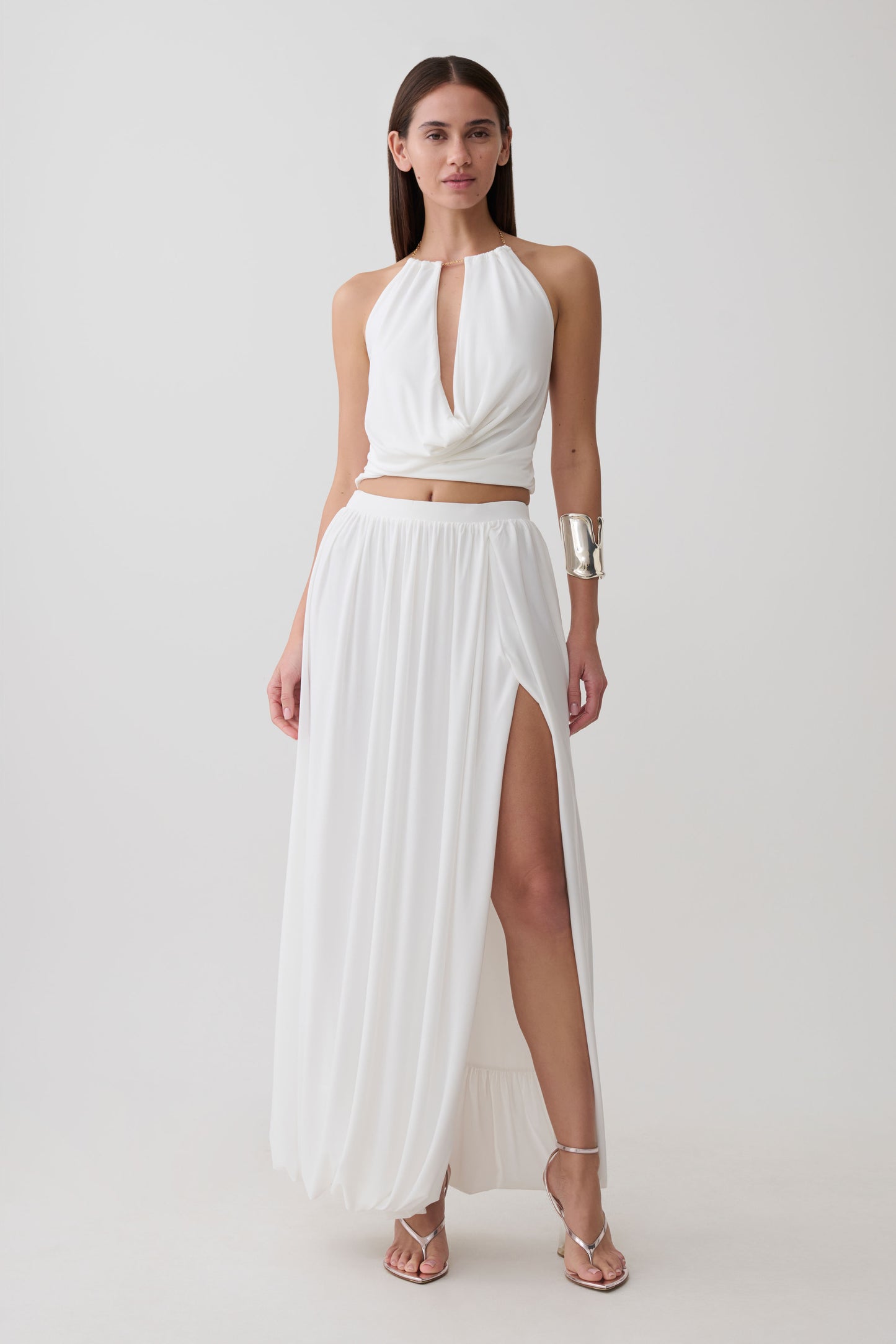 Banks Bubble Hem Midi Skirt - White