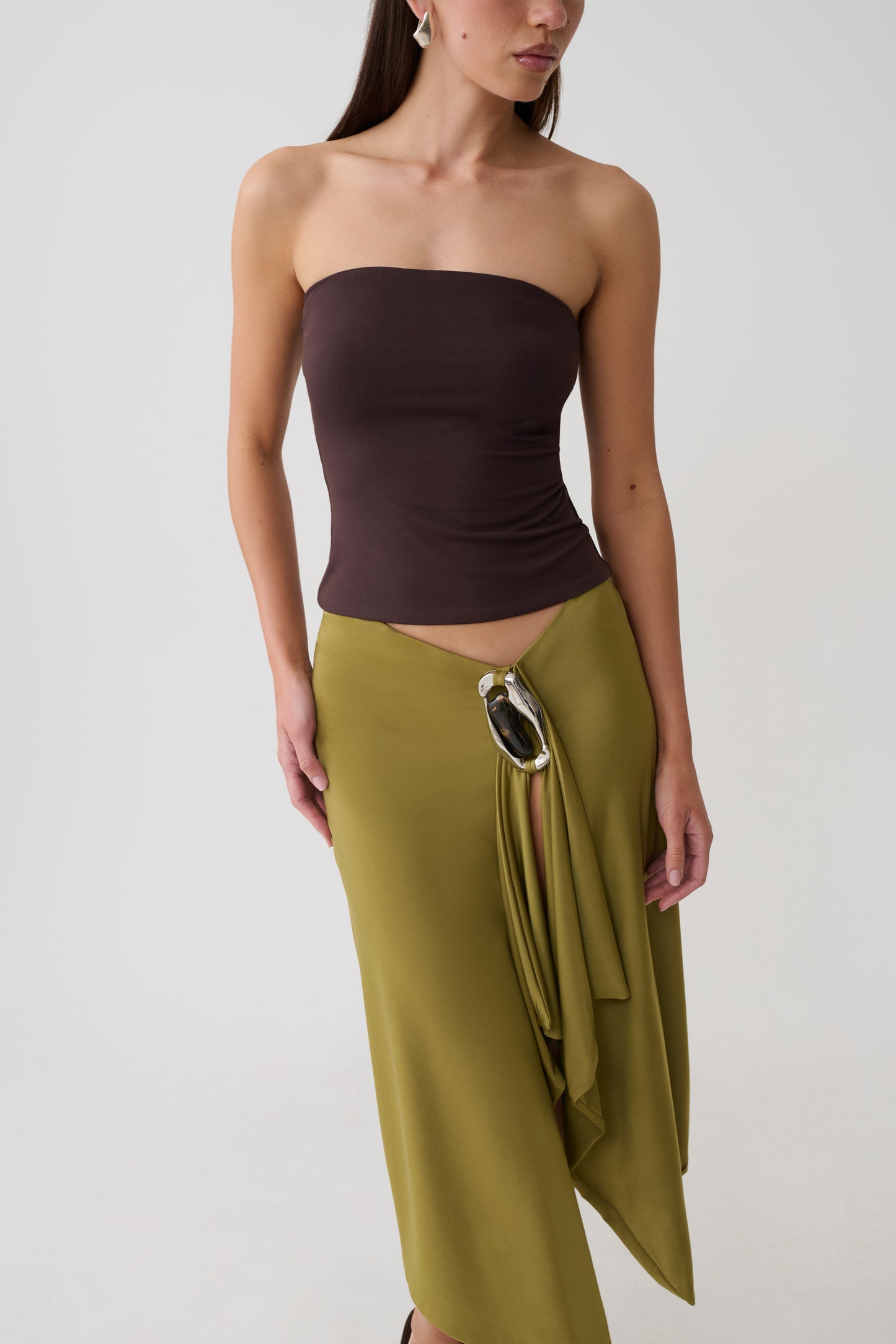 Harley Strapless Bandeau Top - Chocolate