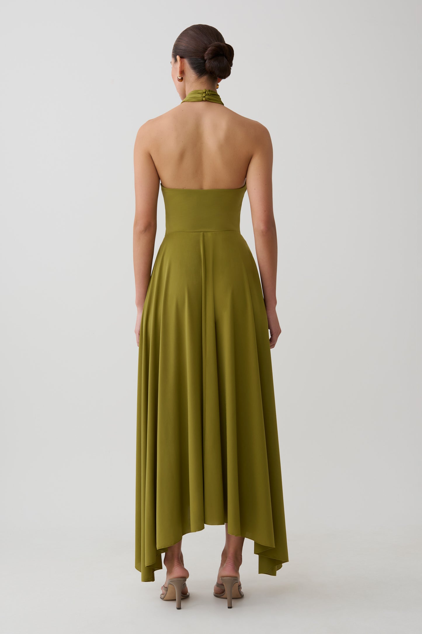 Bambi Twisted Neck Dry Jersey Bodysuit - Martini Olive