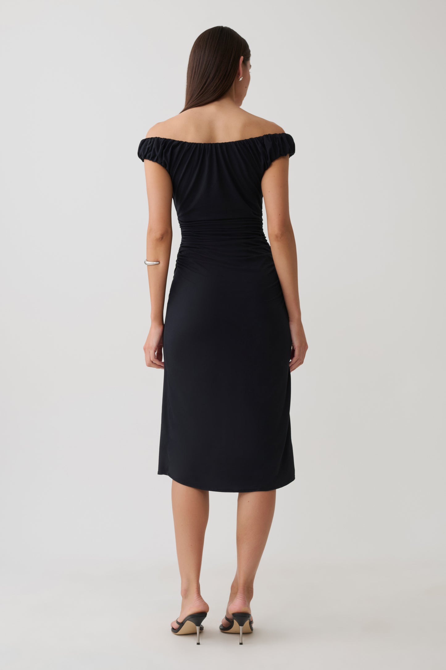Alize Cupro Knee Length Dress - Black