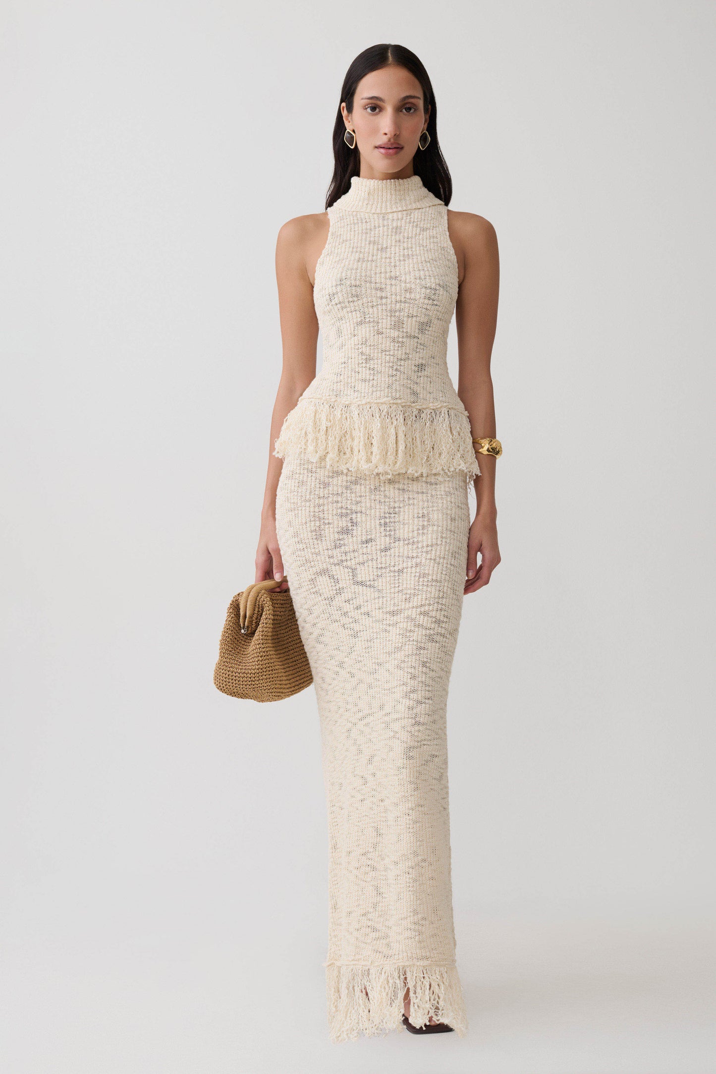 Giovanni Fringe Knit Top - Cream