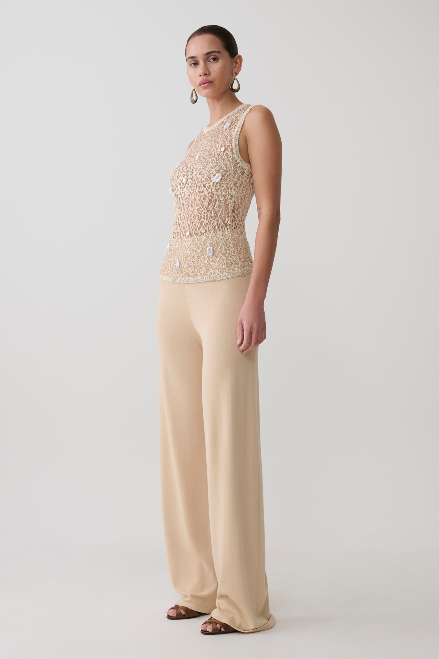 Eloise Pearl Beaded Top - Cream