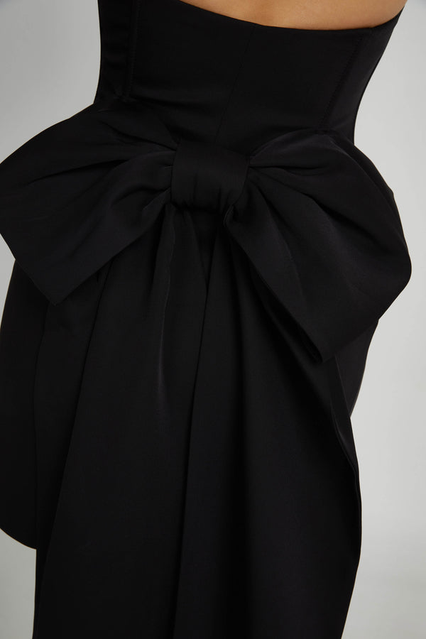 Meredith Strapless Bow Mini Dress - Black
