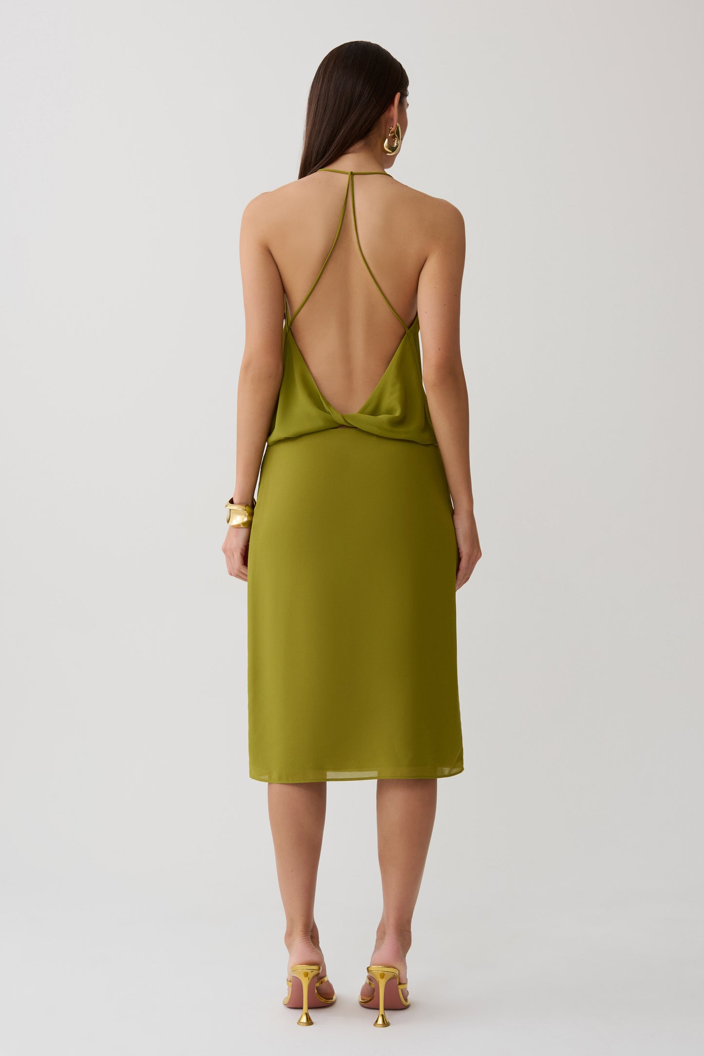Amelia Chiffon Midi Skirt - Green