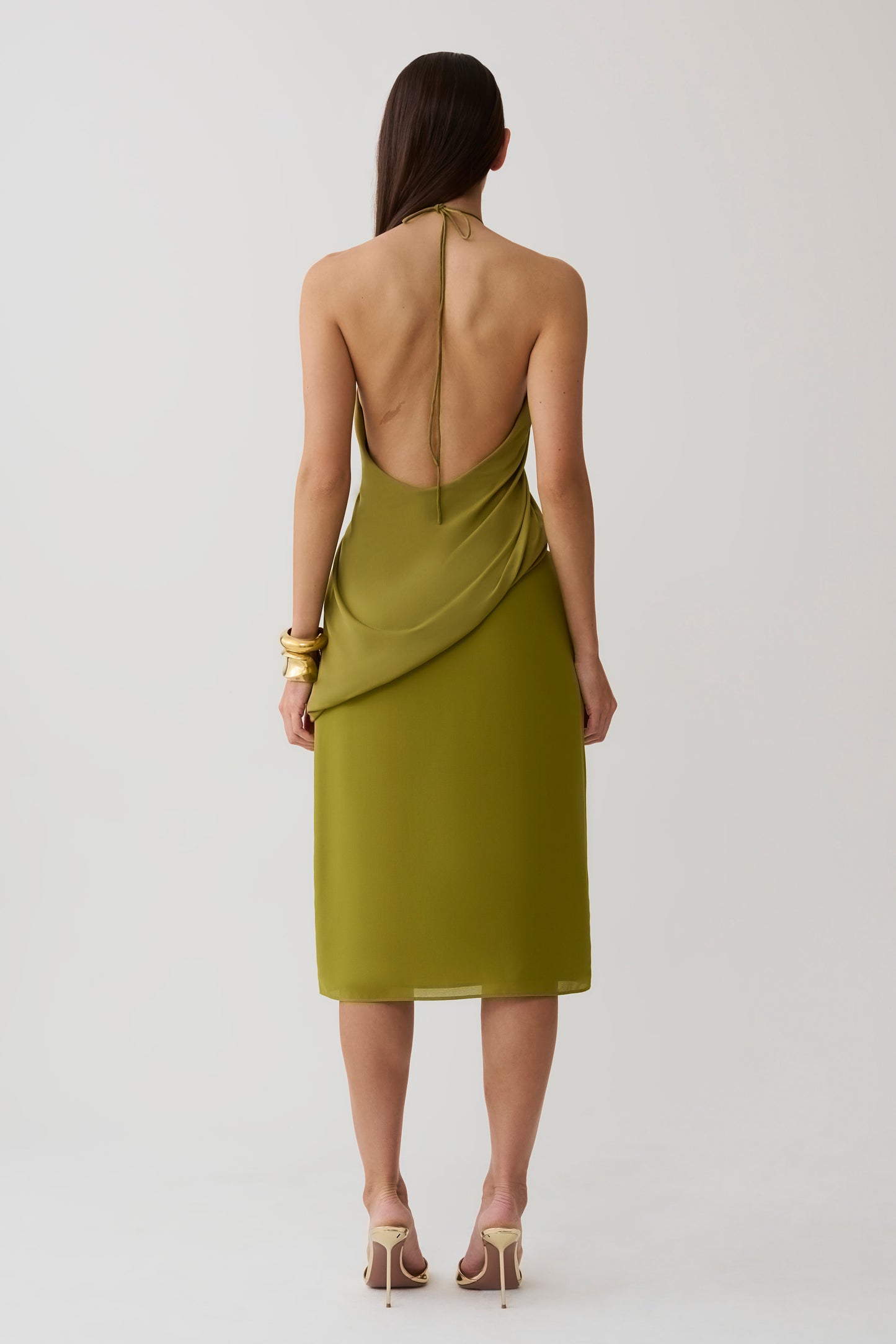 Yuna Draped Hardware Top - Martini Olive