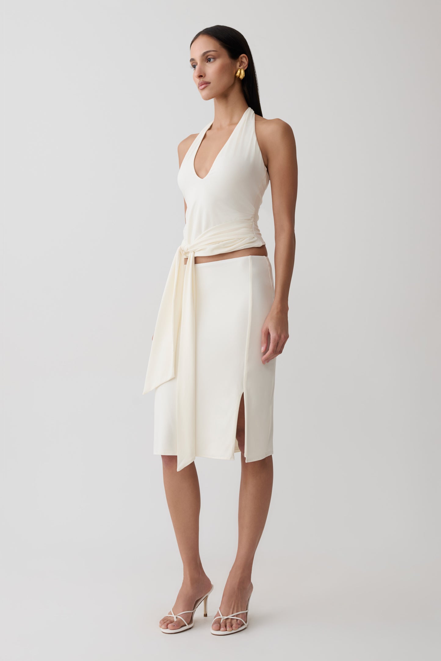 Daine Peached Jersey Halter Top - Ivory