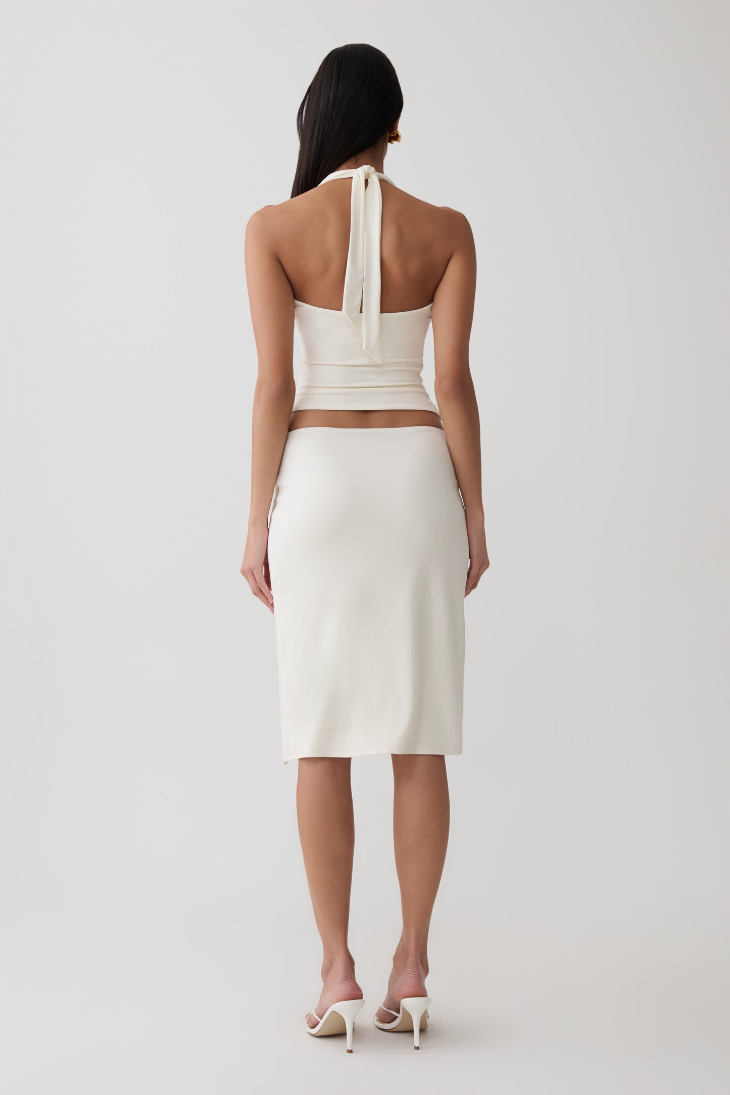 Daine Peached Jersey Halter Top - Ivory