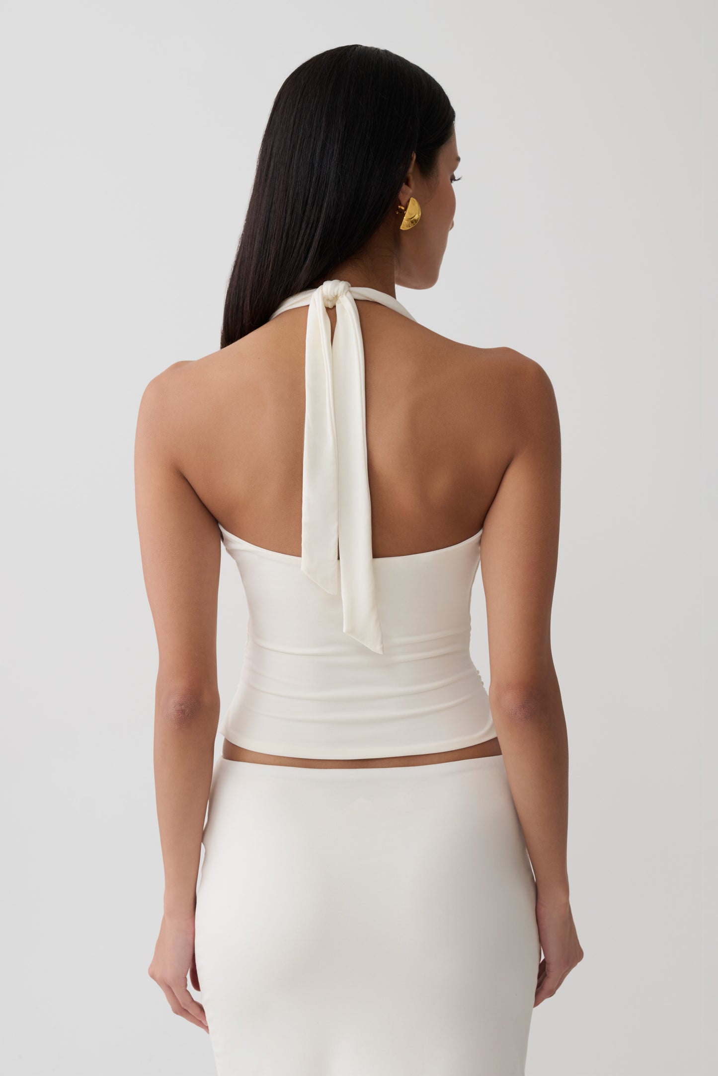 Daine Peached Jersey Halter Top - Ivory