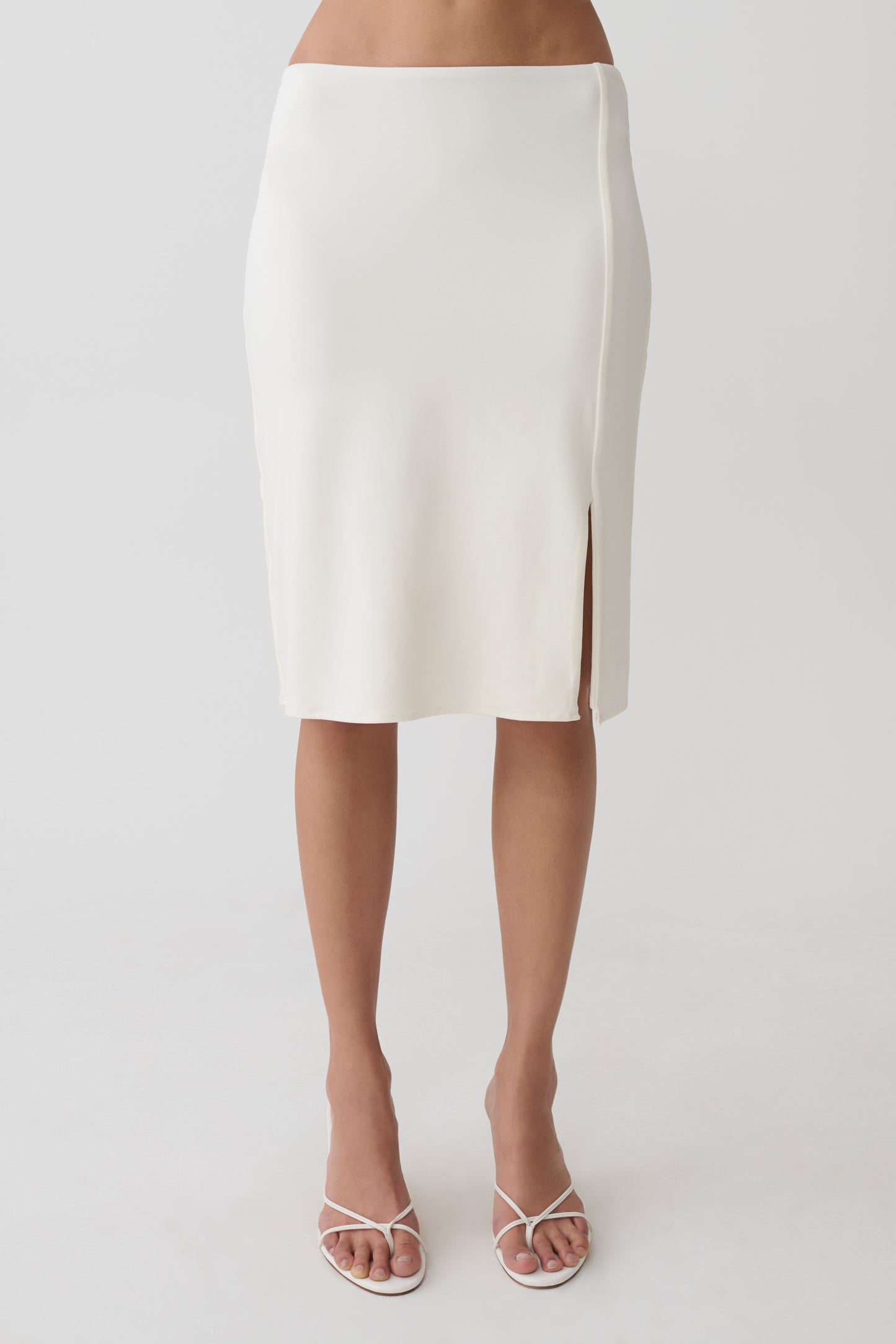 Elio Peached Jersey Midi Skirt - Ivory