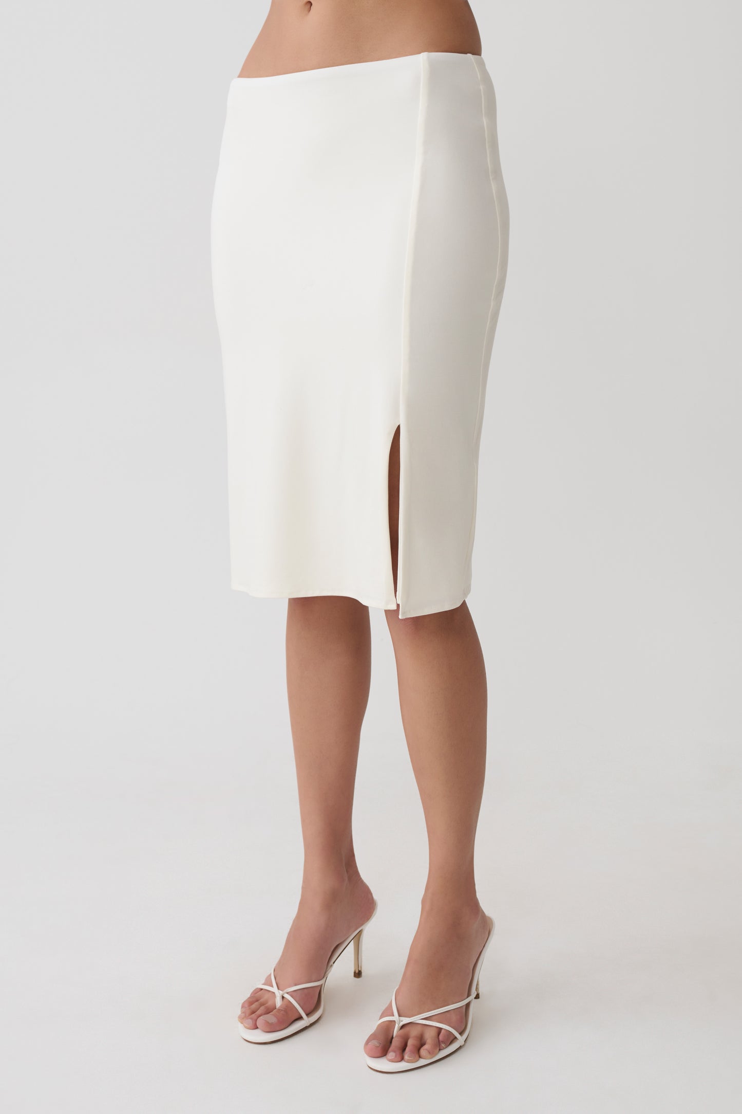 Elio Peached Jersey Midi Skirt - Ivory