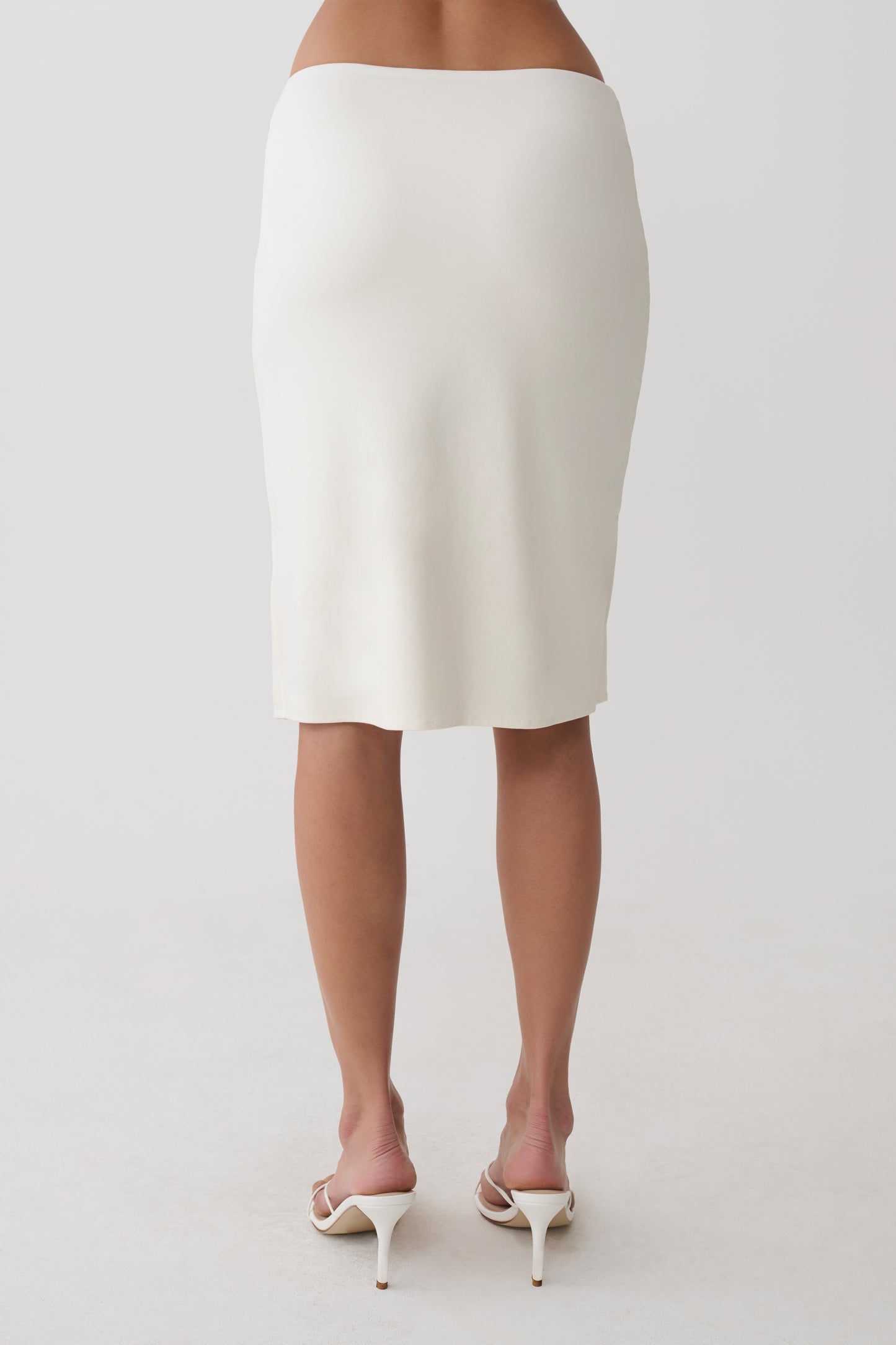 Elio Peached Jersey Midi Skirt - Ivory