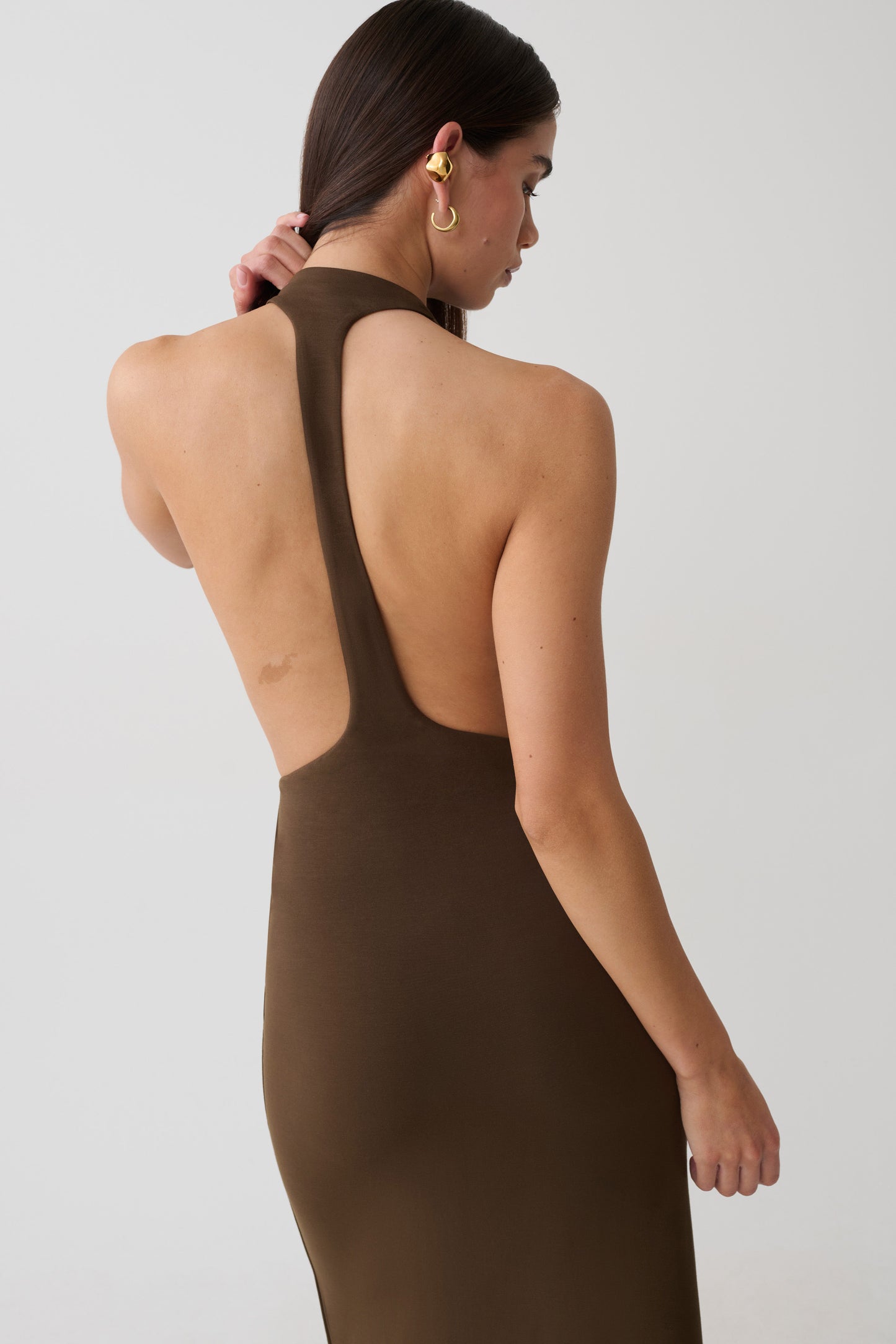 Halley Back T-Strap Maxi Dress - Chocolate