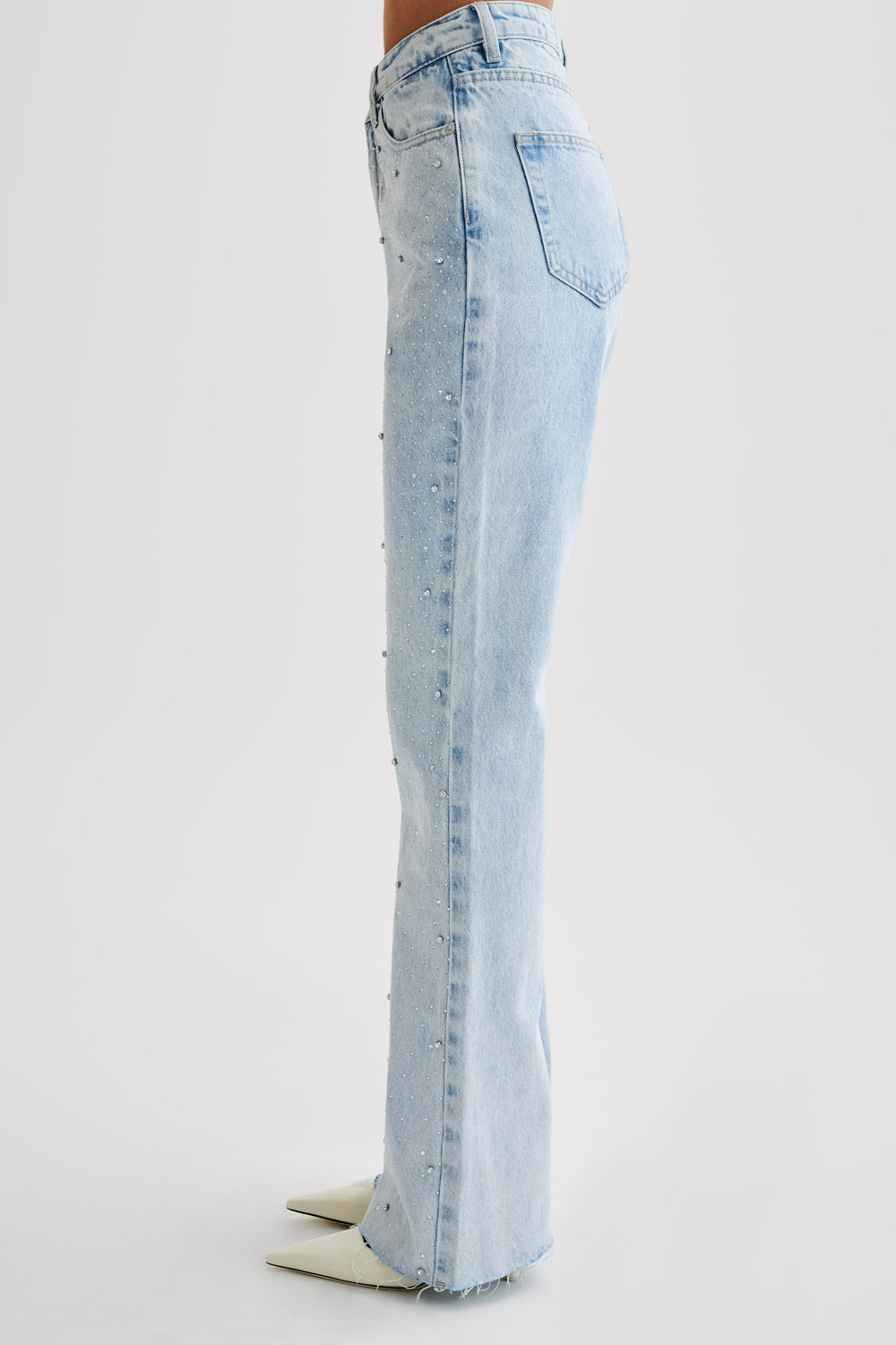 Lauren Embellished Straight Leg Jeans - Light Blue