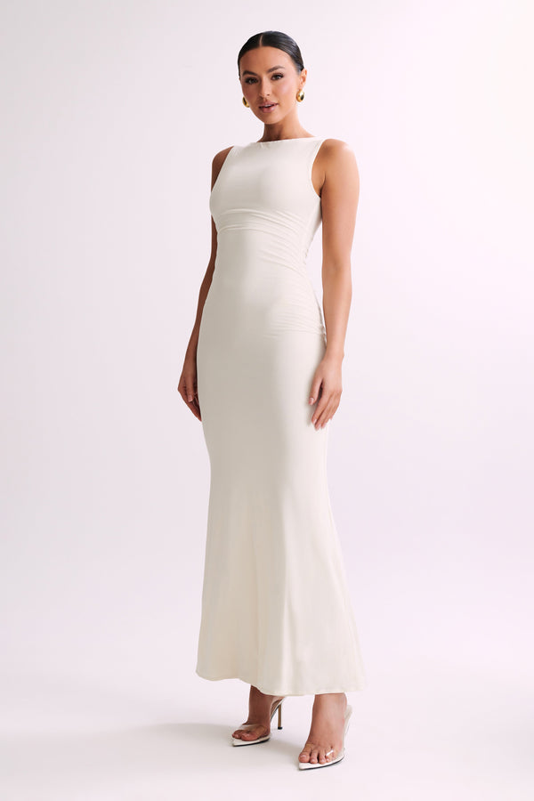 Collective Dress - Tarna Sleeveless Slinky Maxi Dress - Bone image 5