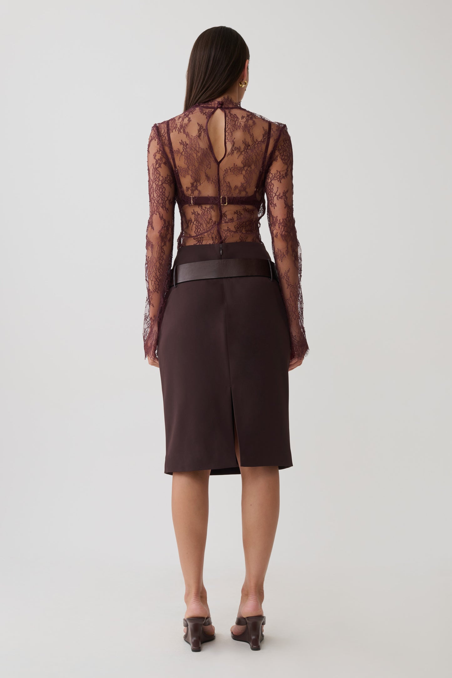 Brooke Suiting Midi Skirt - Burgundy