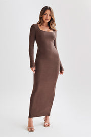 Vanessa Modal Long Sleeve Midi Dress - Chocolate
