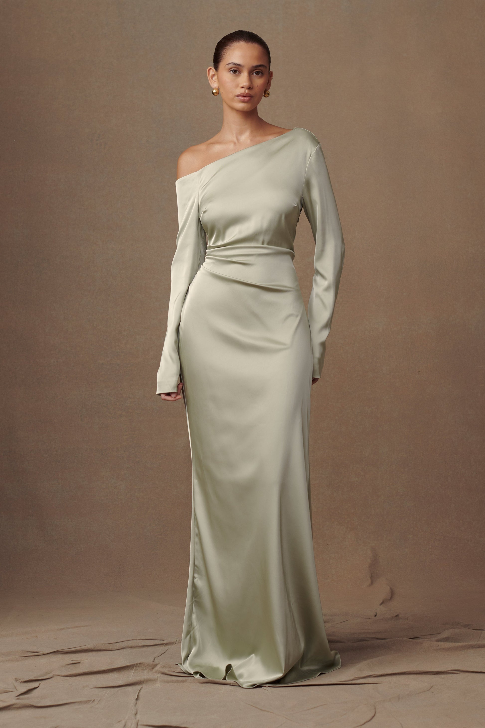 Avery Long Sleeve Maxi Dress - Sage - View 4 | Shop Formal Dress