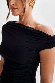 Dakoda Slinky Off Shoulder Mini Dress - Black