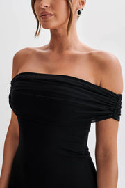 Audrey Off Shoulder Mesh Maxi Dress - Black
