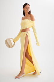 Suri Slinky Maxi Skirt With Silver Hardware - Yellow