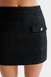 Priscilla Tweed Mini Skirt - Black
